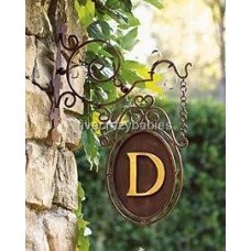 IRON SCROLL MONOGRAM Initial Hanging Wall Plaque Bracket Personalized Outdoor   140784209858
